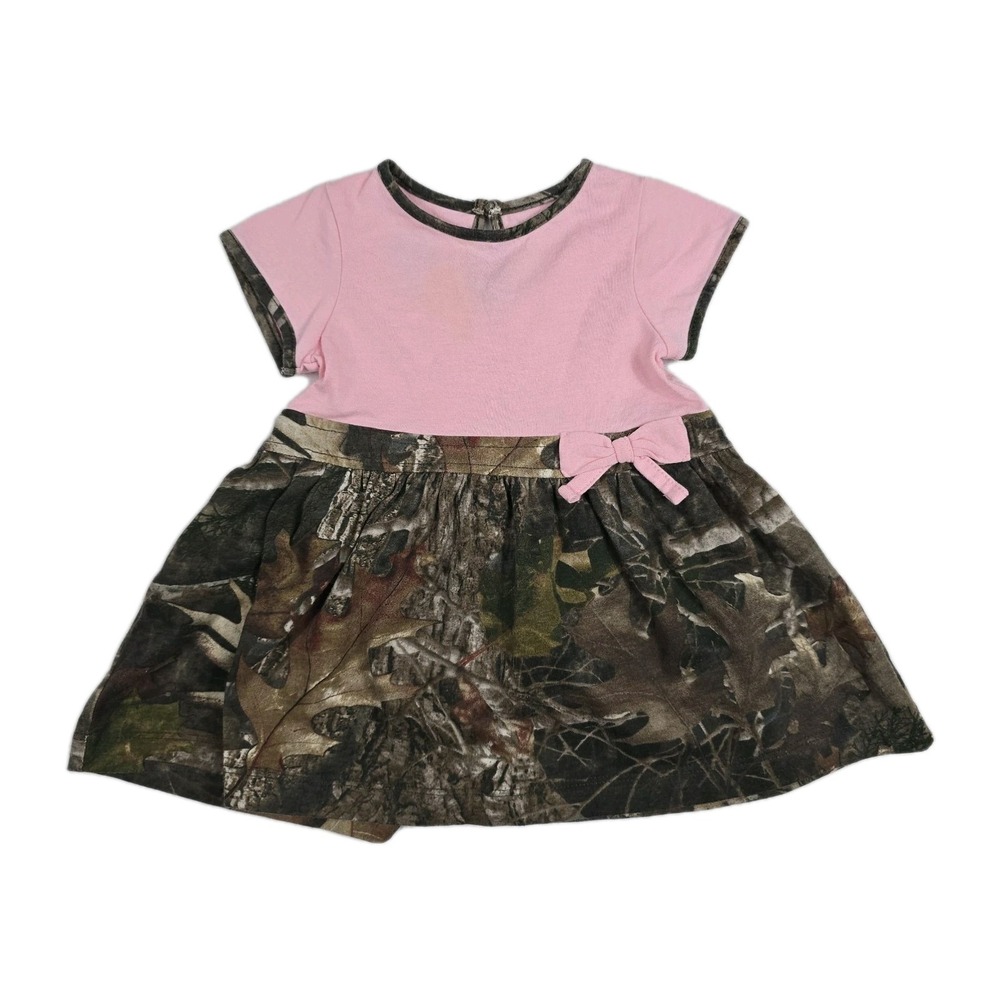 Outdoor Kids Baby Girl Pink Camo Dress Short Sleeve Bow Accent 3M Bass Pro Shops